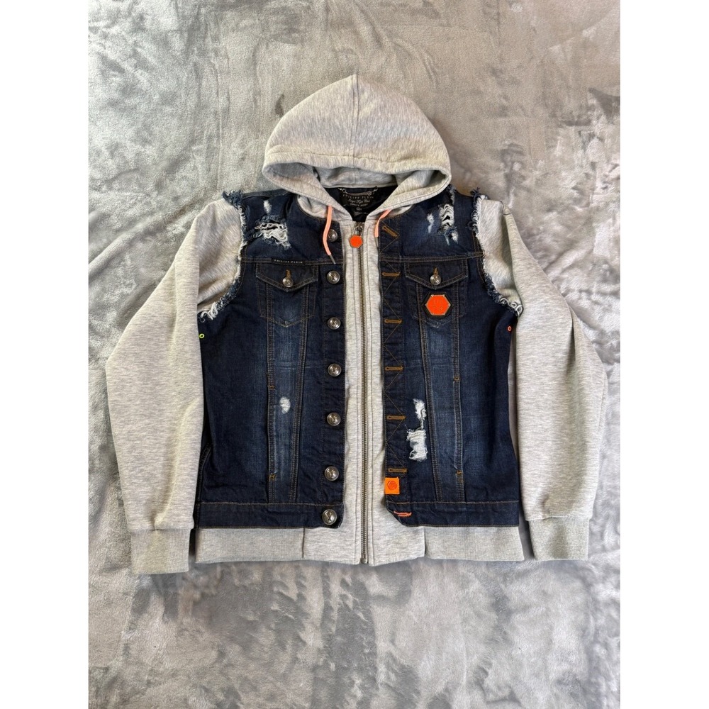 Philipp Plein Biker Johnny's Jacket Illegal Fight Club Mens XXL Blue Full Zip